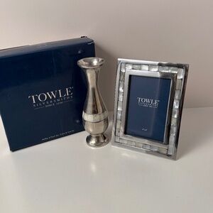 Towle Silversmiths Mother of Pearl 2 Pc. Frame & Vase Set - New with Box - Gorg